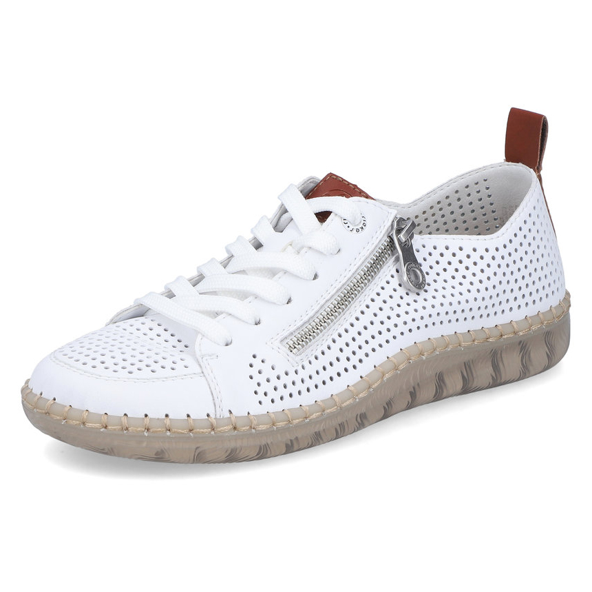 detail Rieker N2405-80 weiße Damen Leder-Sneaker, atmungsaktiv mit Antistress-Sohle