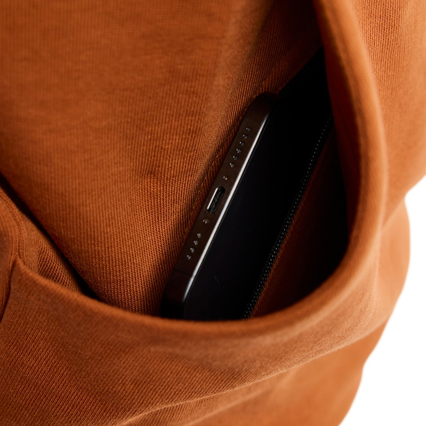 detail BLAKLADER Herren Kapuzenpullover mit 3D-Logo, rostfarben, 100 % Baumwolle, beque