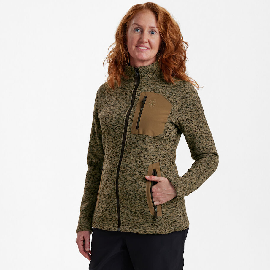 detail Deerhunter Lady Sarek braune Strickjacke für Damen
