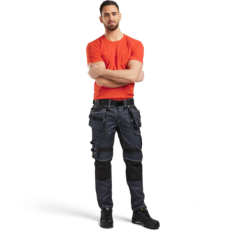 detail BLAKLADER Sweden Herren Profi-T-Shirt mit 3D-Logo, orange, 100 % Baumwolle