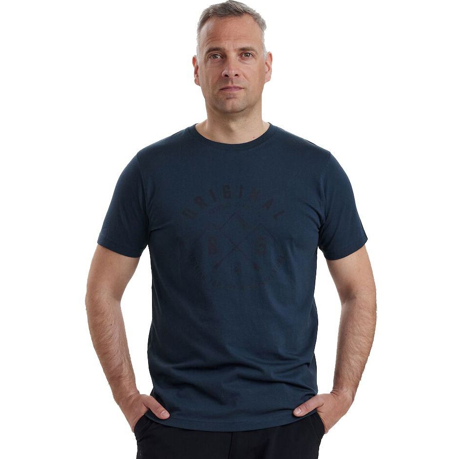 detail Deerhunter Denmark Nolan blaues bequemes atmungsaktives Herren Outdoor T Shirt