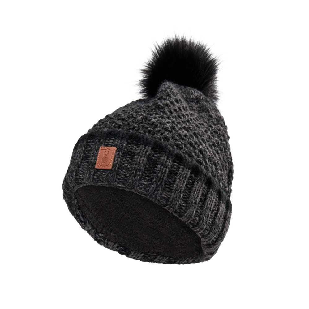 detail Deerhunter Denmark schwarze Damen-Winterstrickmütze